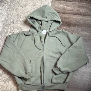 Aritzia Cozy fleece Green Zip-Up Hoodie